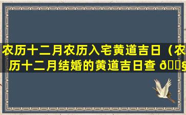 农历十二月农历入宅黄道吉日（农历十二月结婚的黄道吉日查 🐧 询）